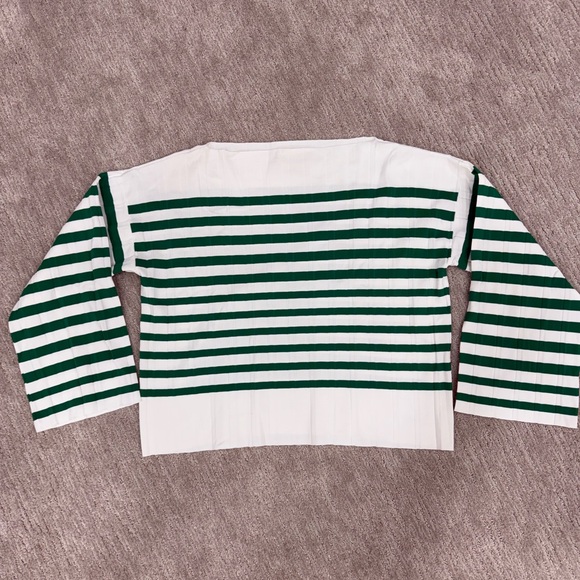 Erika Cavallini Sweaters - NWOT! Erika Cavallini. Bold Green and White Striped Crew Neck Sweater